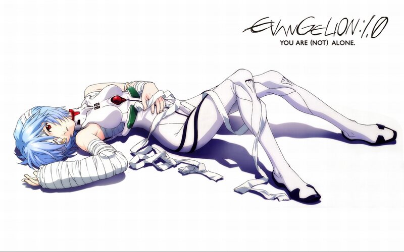 Blue-haired Girl Lying Down — White