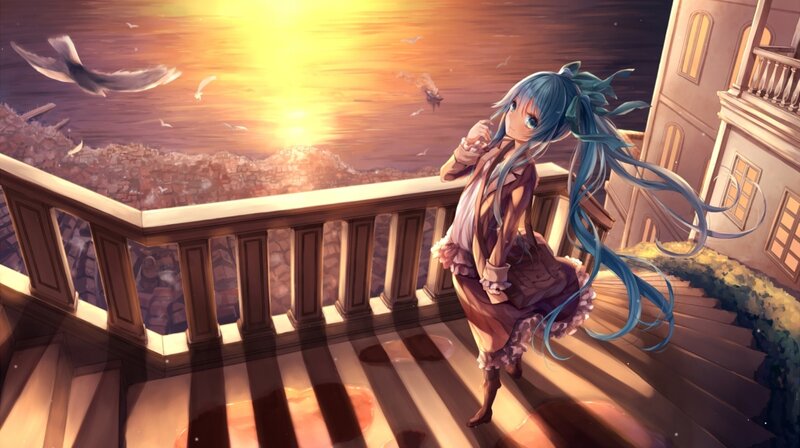 Blue-haired Girl on Balcony