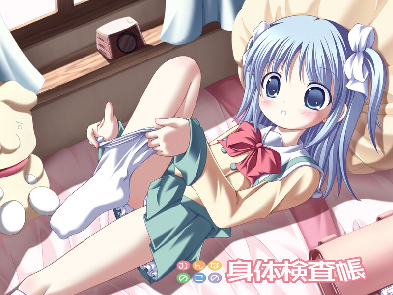 Blue-haired Girl on Bed — Pink, Innocent
