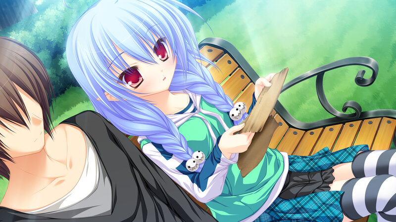 Blue-haired Girl on Bench