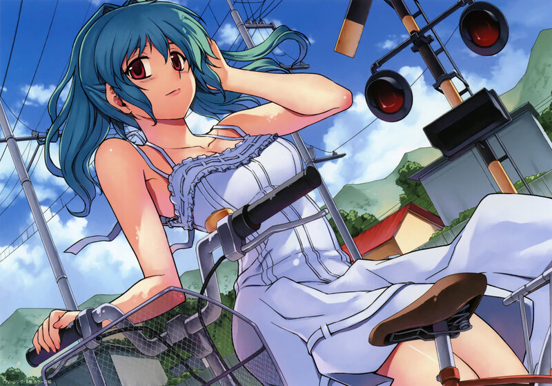 Blue-haired Girl on Bicycle — Blue, Calm