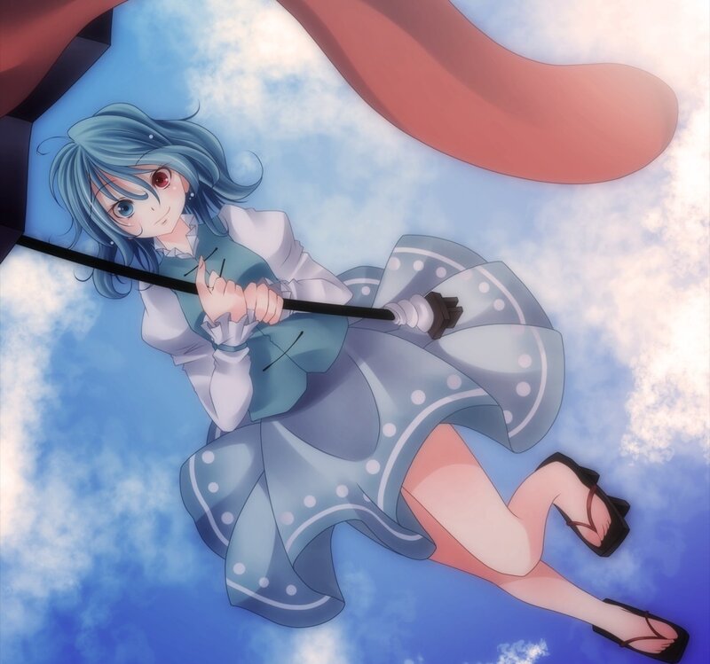 Blue-haired Girl on Broom
