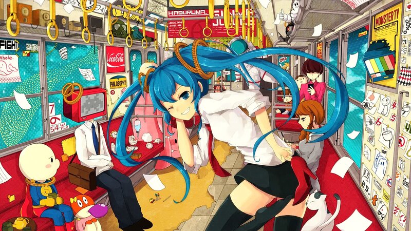 Blue-haired Girl on Bus — Blue