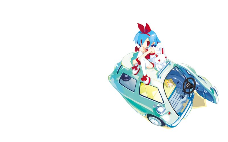 Blue-haired Girl on Car