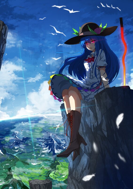 Blue-haired Girl on Cliff — Blue