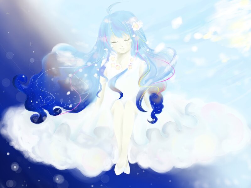 Blue-haired Girl on Cloud