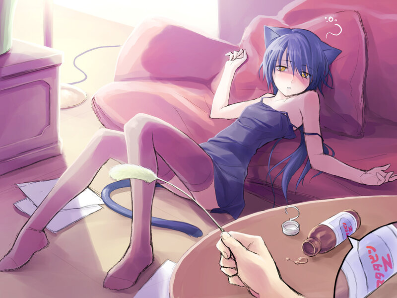 Blue-haired Girl on Couch — Purple