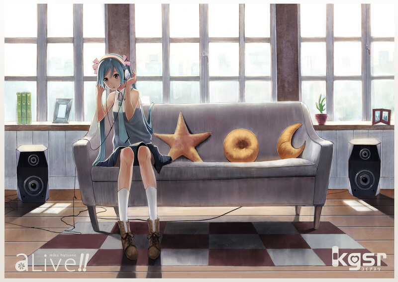 Blue-haired Girl on Couch