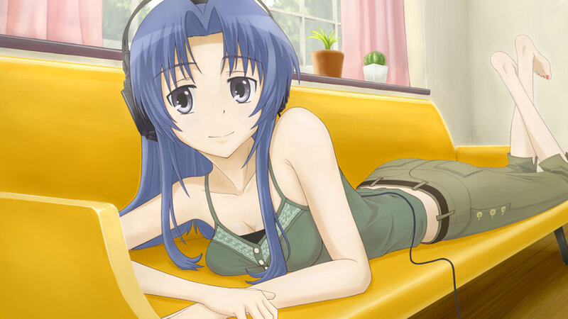 Blue-haired Girl on Couch — Yellow