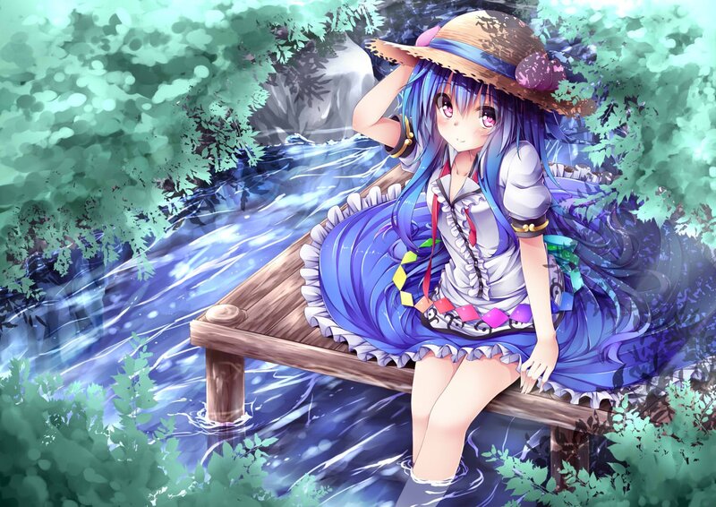 Blue-haired Girl on Dock — Blue