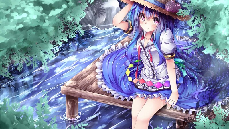 Blue-haired Girl on Dock