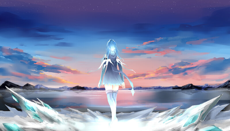 Blue-haired Girl on Ice