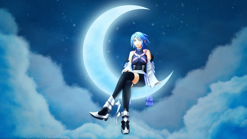 Blue-haired Girl on Moon — Blue, Serene