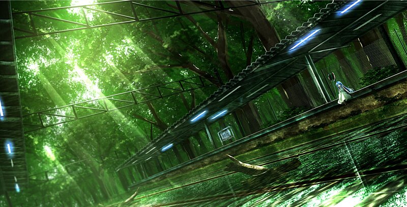 Blue-haired Girl on Platform