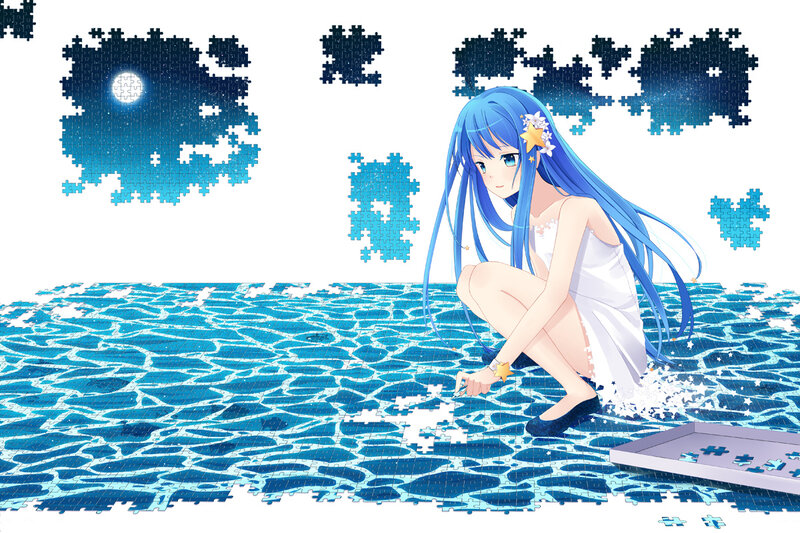 Blue-haired Girl on Puzzle