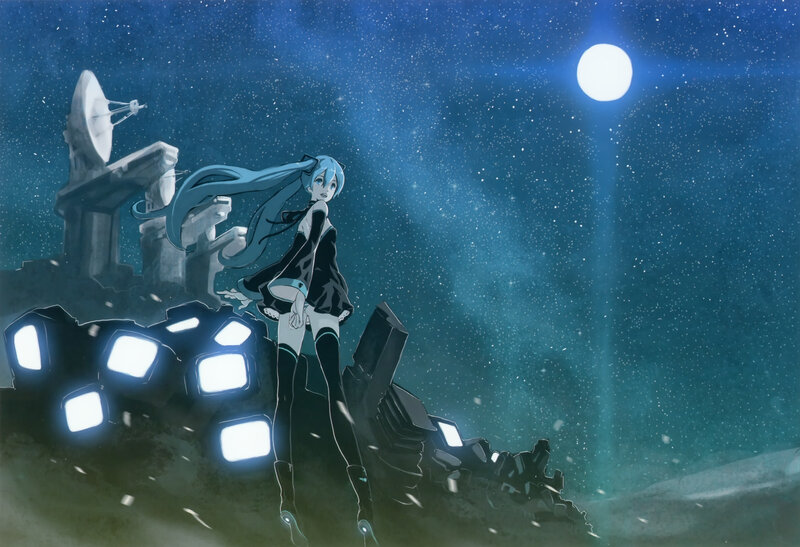 Blue-haired Girl on Ruins
