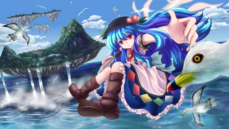 Blue-haired Girl on Seagull — Blue