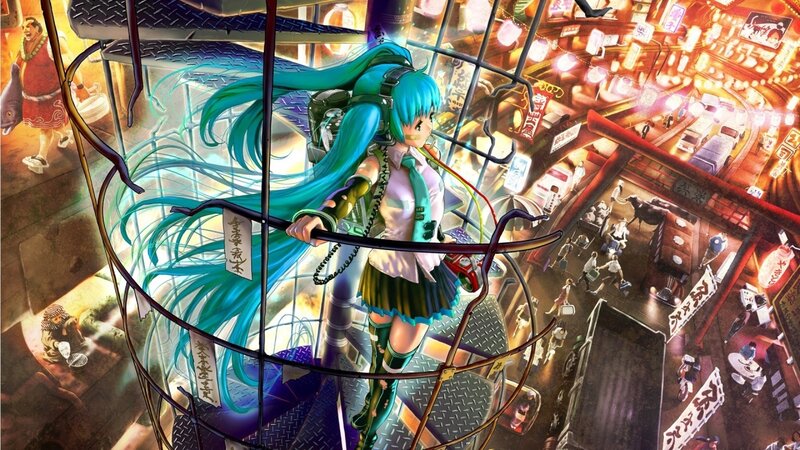 Blue-haired Girl on Stairs