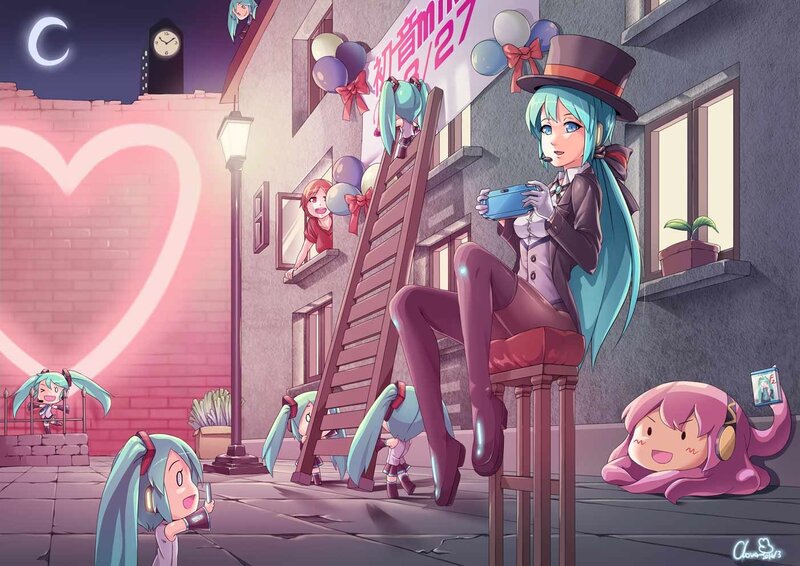 Blue-haired Girl on Stool