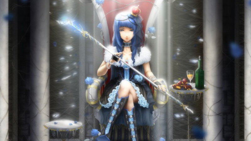 Blue-haired Girl on Throne