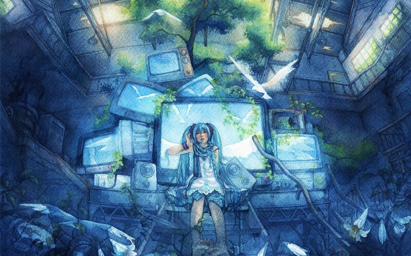 Blue-haired Girl on TV