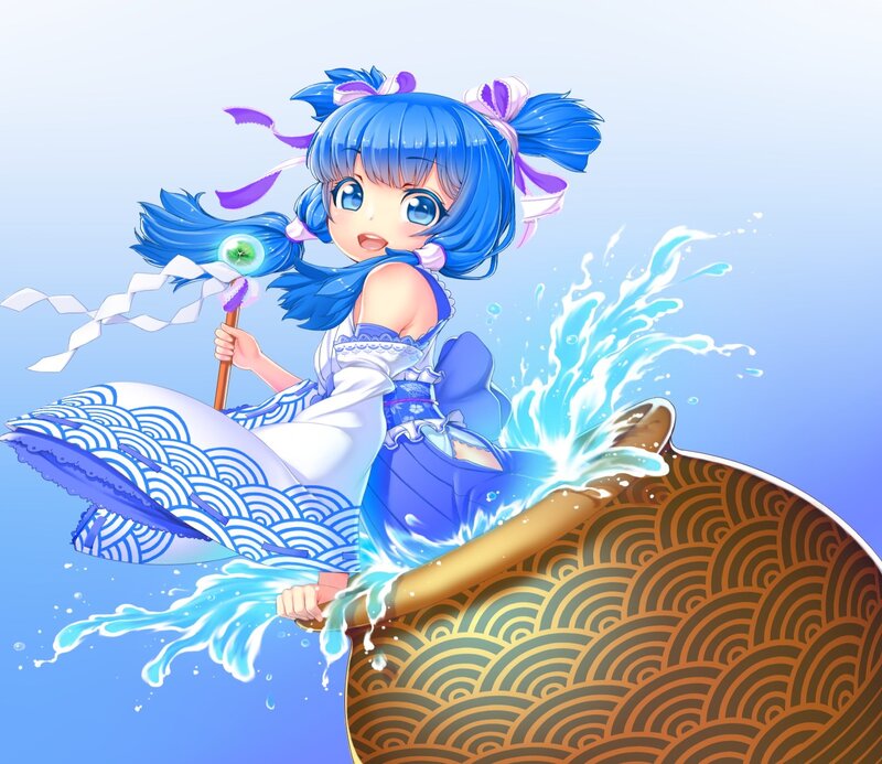 Blue-haired Girl on Wave