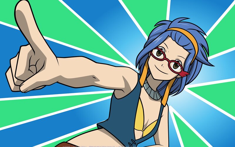 Blue-haired Girl Pointing — Blue