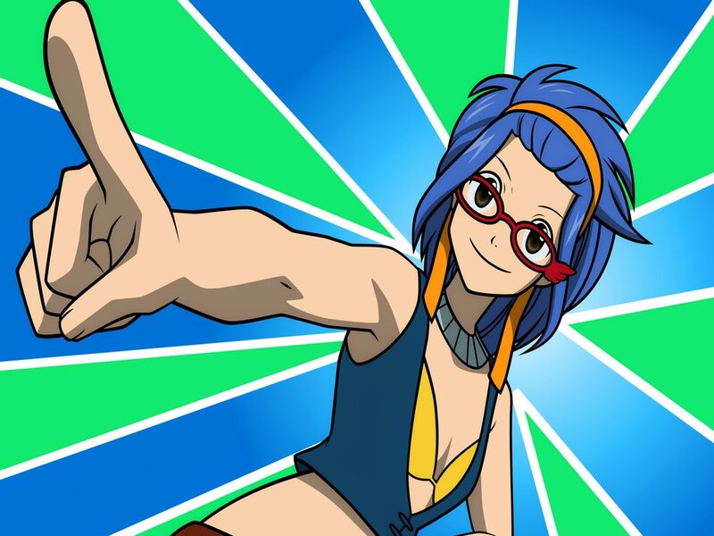 Blue-haired Girl Pointing