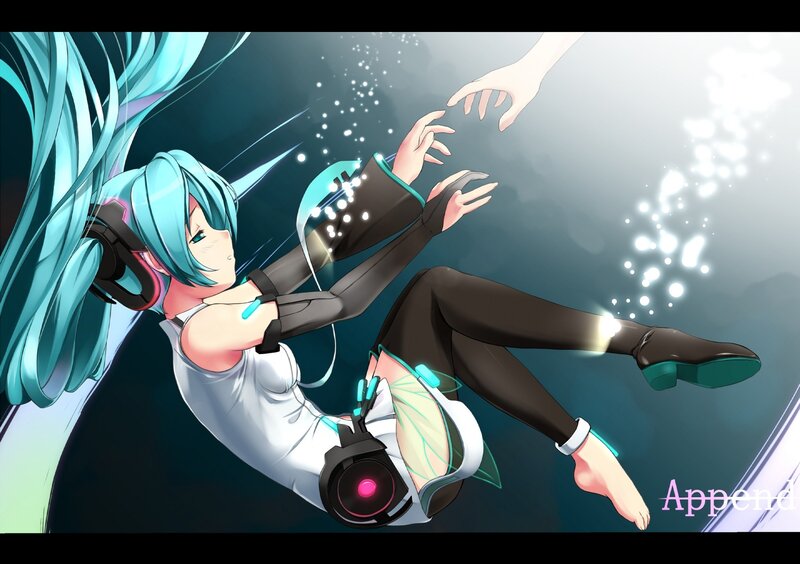 Blue-haired Girl Reaching — Cyan