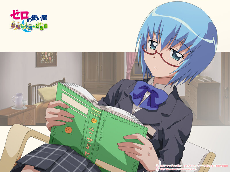Blue-haired Girl Reading Book — Blue