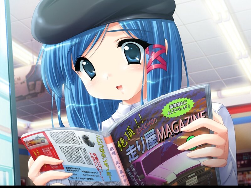 Blue-haired Girl Reading Magazine
