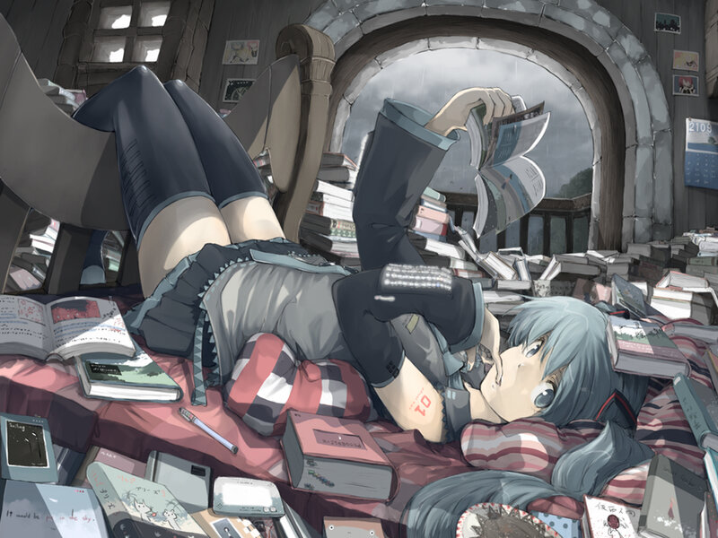 Blue-haired Girl Reading