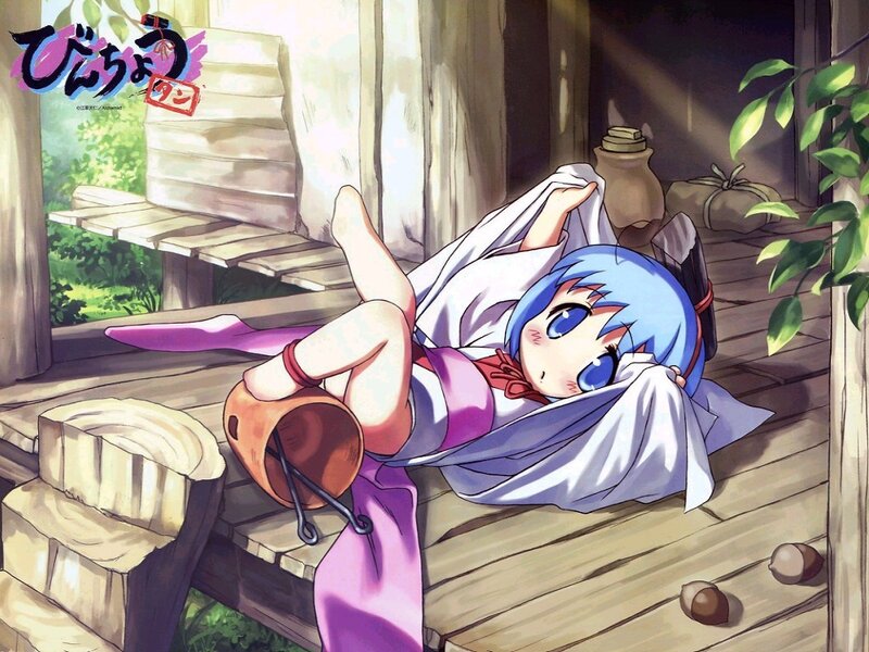 Blue-haired girl resting on porch