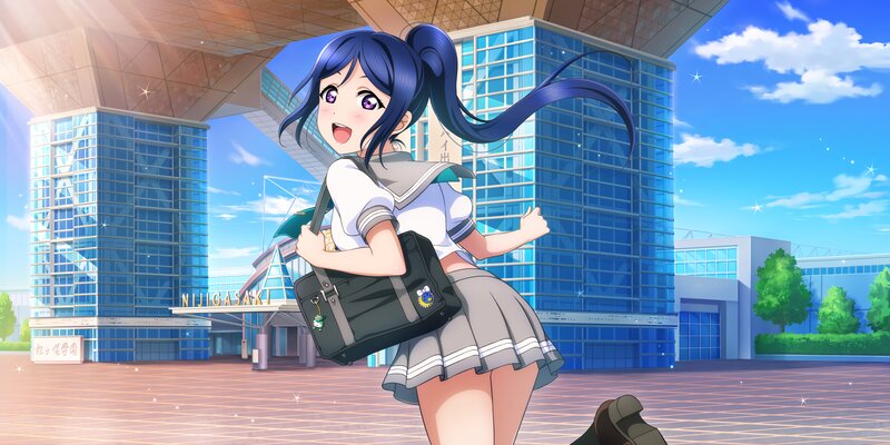 Blue-haired Girl Running — Blue, Cheerful