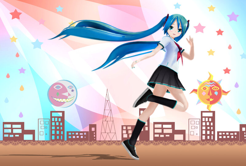 Blue-haired Girl Running — Blue, Playful