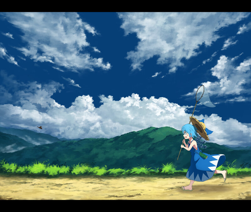 Blue-haired Girl Running — Blue, Serene