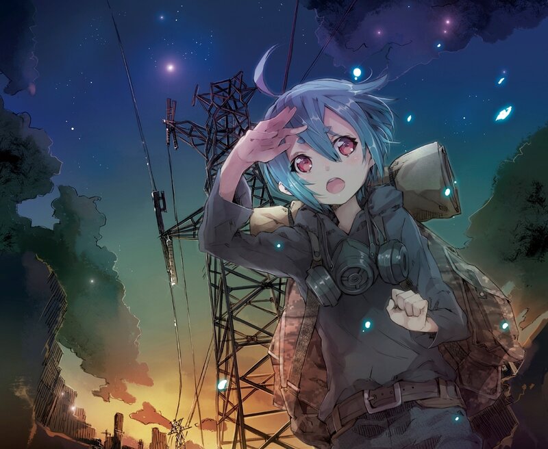 Blue-haired Girl Saluting