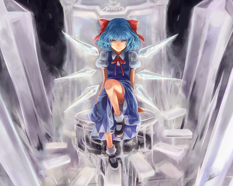 Blue-haired Girl Sitting — Blue, Calm, Digital Art
