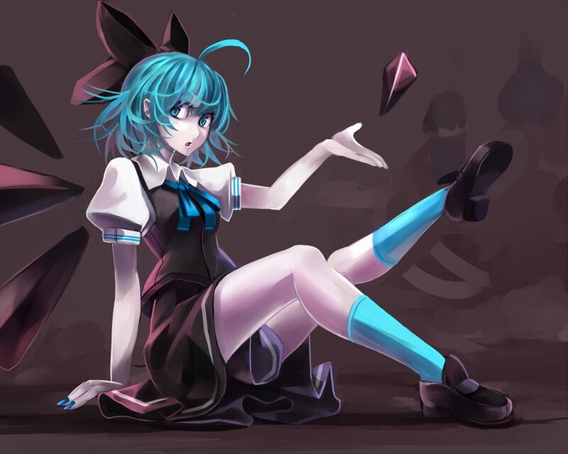 Blue-haired Girl Sitting — Blue, Dramatic