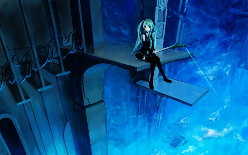 Blue-haired Girl Sitting — Blue