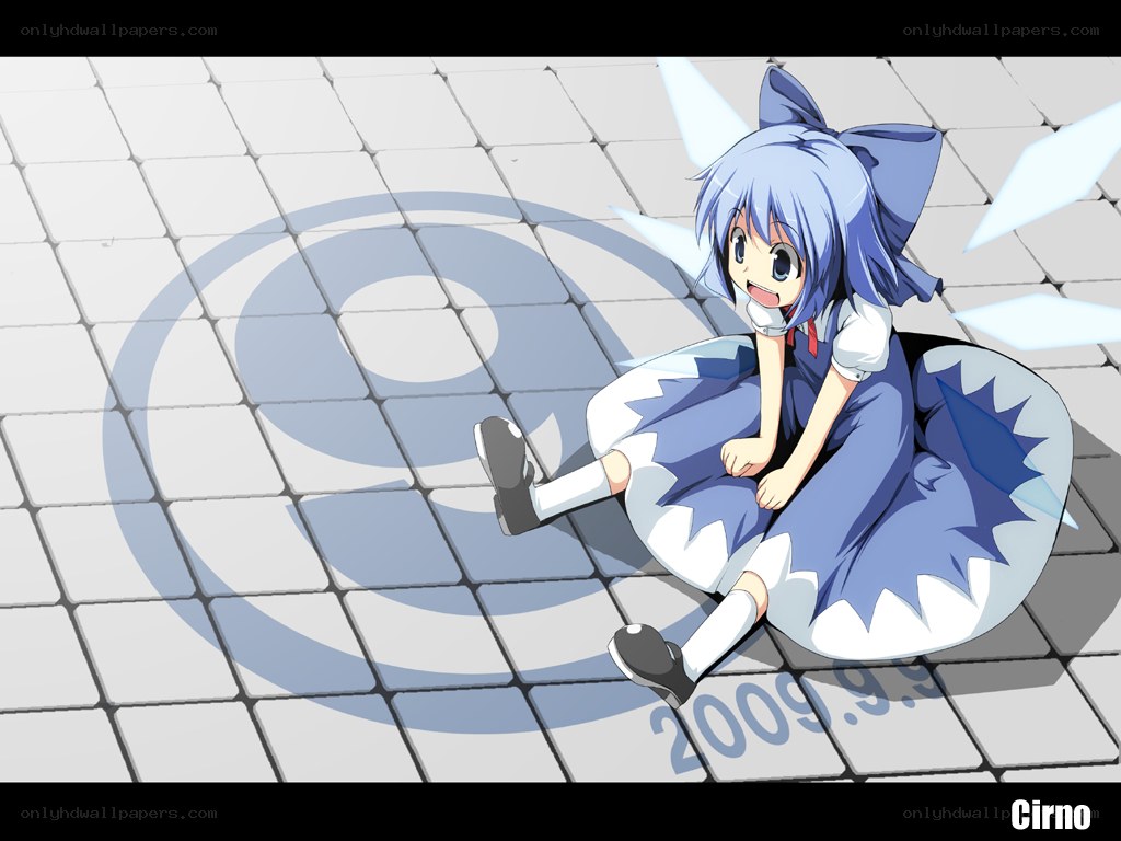 Blue-haired girl sitting on floor