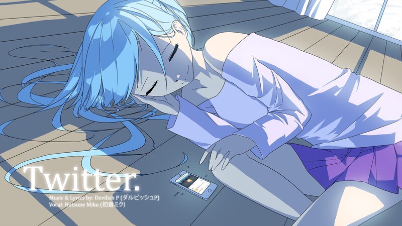 Blue-haired Girl Sleeping — Blue, Calm