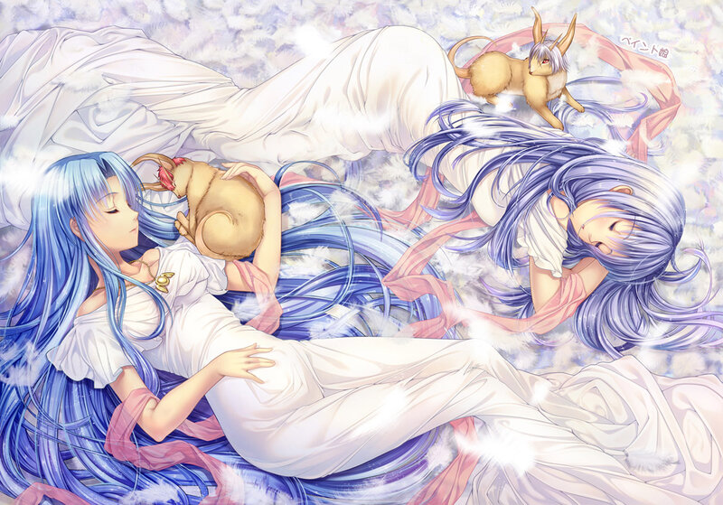 Blue-haired Girl Sleeping — Blue, Serene