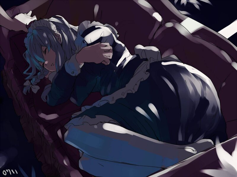 Blue-haired Girl Sleeping — Purple