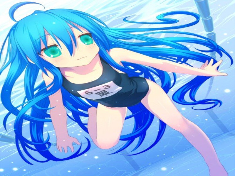 Blue-haired Girl Swimming — Blue