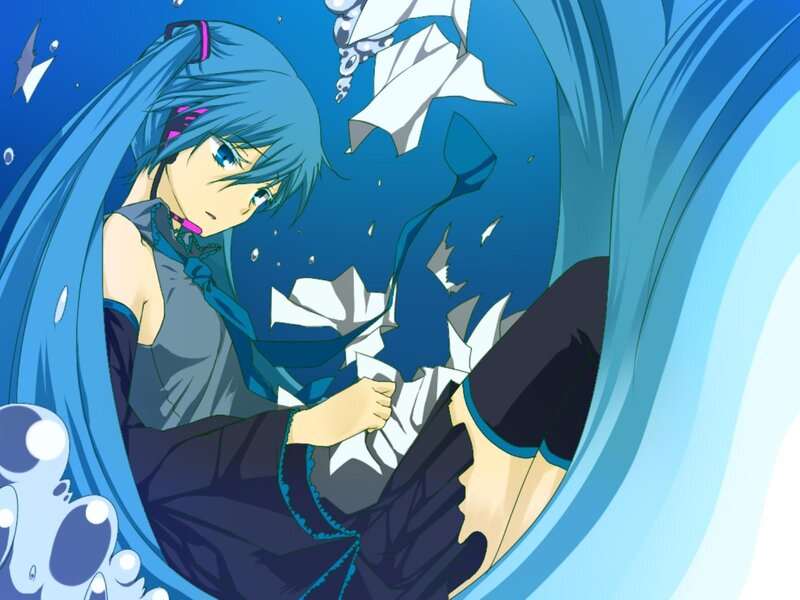 Blue-haired Girl Underwater — Blue