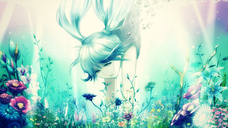 Blue-haired Girl Underwater — Cyan