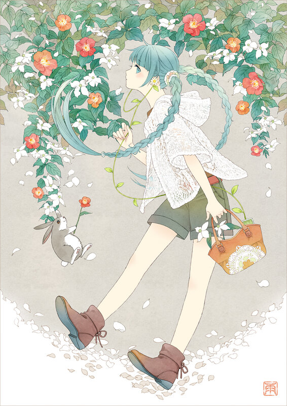 Blue-haired Girl Walking — Green