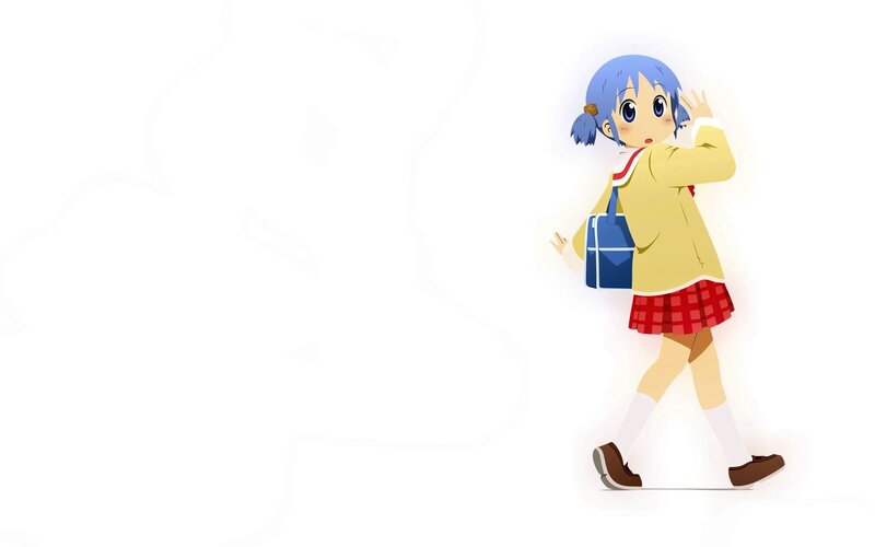Blue-haired Girl Walking — White