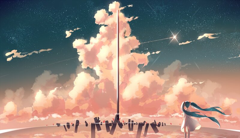 Blue-haired Girl Watching Explosion